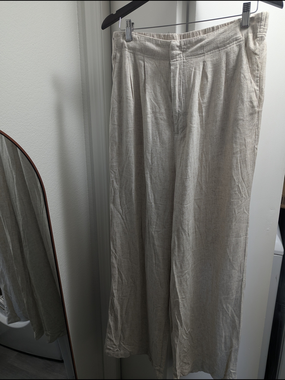 Women's Wide-Leg Linen Blend Pants in Natural Tan
